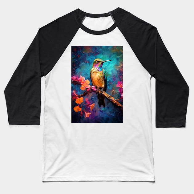 Hummingbird bird painting colors art #Hummingbird Baseball T-Shirt by JBJart